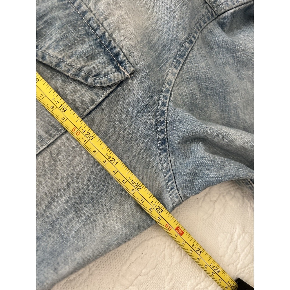 Rolling Stones Riff Stars Union Jack Denim Pearl Snap Western Shirt Start Me Up - Picture 12 of 16
